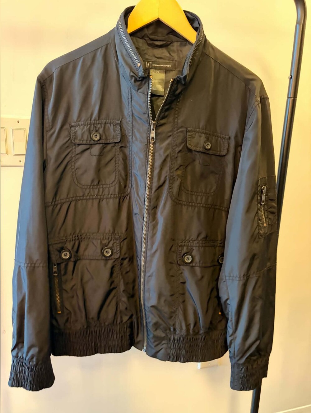 INC International Concepts Black Military-Style Field Jacket